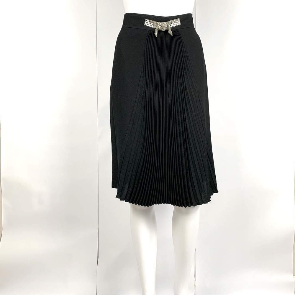 Bluemarine Pleated Front Jewel Knot Midi skirt Black - Picture 14 of 16